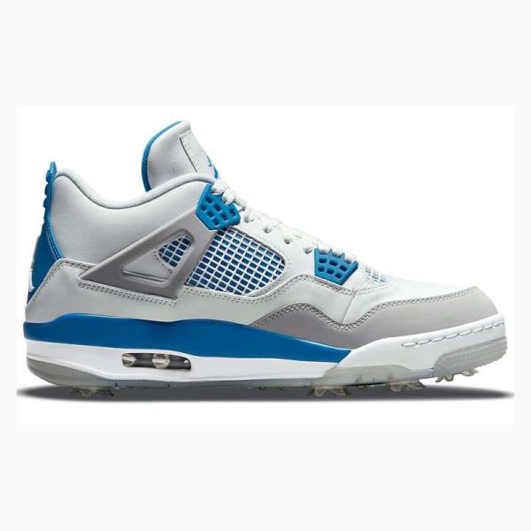 Nike Golf Military Basketbol Ayakkabısı Air Jordan 4 Erkek Beyaz Mavi | JD-698UD