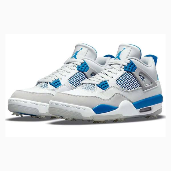 Nike Golf Military Basketbol Ayakkabısı Air Jordan 4 Erkek Beyaz Mavi | JD-698UD