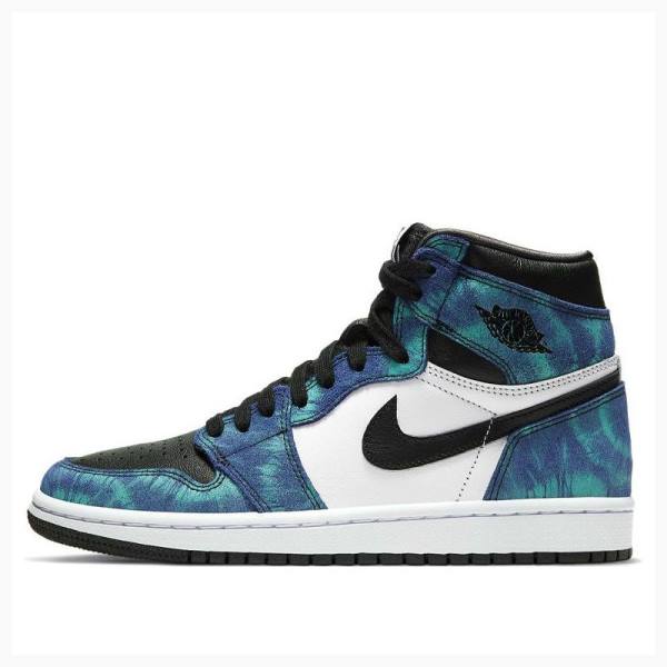 Nike High OG Tie Dye Basketbol Ayakkabısı Air Jordan 1 Kadın Beyaz Siyah Mavi | JD-034CP