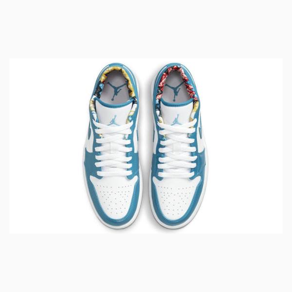 Nike Low Barcelona Cyber Teal Spor Ayakkabı Air Jordan 1 Erkek Beyaz Mavi | JD-687SF