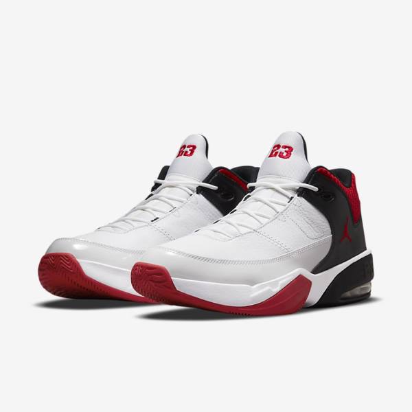 Nike Max Aura 3 Basketbol Ayakkabısı Air Jordan Erkek Beyaz Siyah Kırmızı | NK054JZI