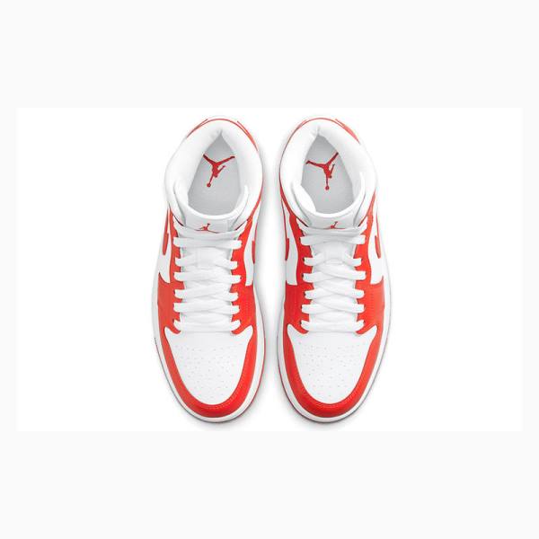 Nike Mid Cut Basketbol Ayakkabısı Air Jordan 1 Kadın Kırmızı Beyaz | JD-518UY