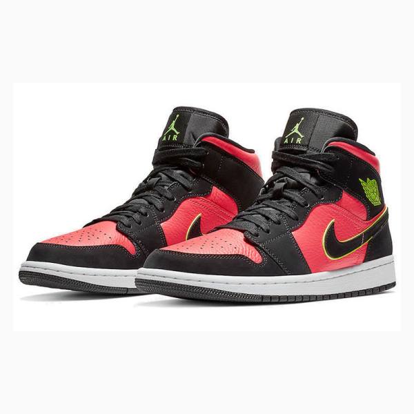 Nike Mid Cut Basketbol Ayakkabısı Air Jordan 1 Kadın Siyah Kırmızı | JD-678TD