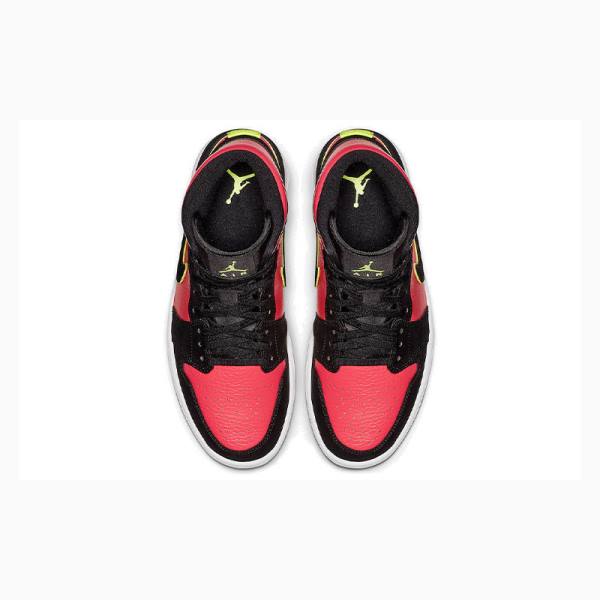 Nike Mid Cut Basketbol Ayakkabısı Air Jordan 1 Kadın Siyah Kırmızı | JD-678TD