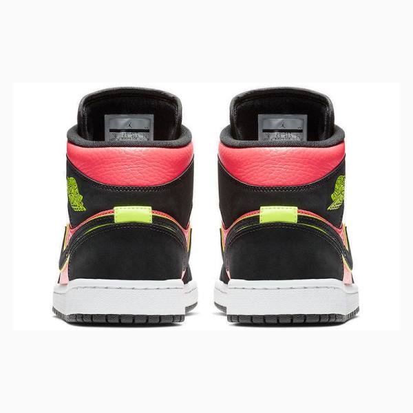 Nike Mid Cut Basketbol Ayakkabısı Air Jordan 1 Kadın Siyah Kırmızı | JD-678TD