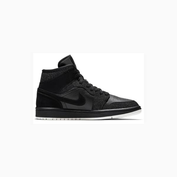 Nike Mid Cut Basketbol Ayakkabısı Air Jordan 1 Kadın Siyah | JD-912PO