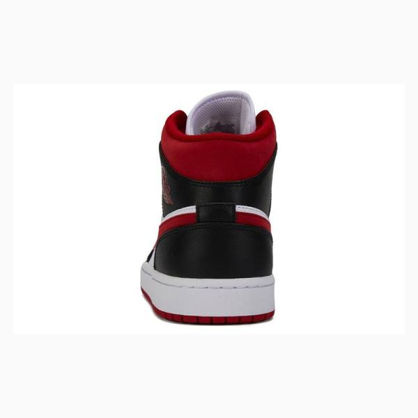 Nike Mid Cut Basketbol Ayakkabısı Air Jordan 1 Erkek Siyah Beyaz Kırmızı | JD-947CF