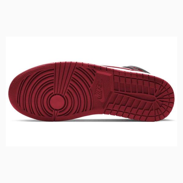 Nike Mid Cut Basketbol Ayakkabısı Air Jordan 1 Erkek Siyah Beyaz Kırmızı | JD-947CF