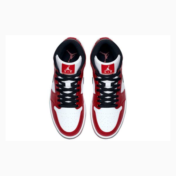 Nike Mid Cut Chicago Basketbol Ayakkabısı Air Jordan 1 Erkek Beyaz Siyah Kırmızı | JD-891CB