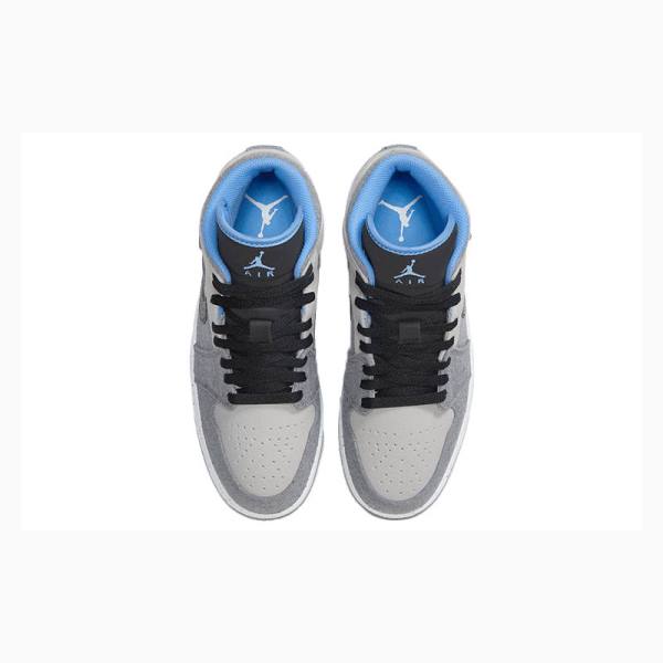 Nike Mid Cut Crater Basketbol Ayakkabısı Air Jordan 1 Erkek Gri Siyah Mavi | JD-456FL