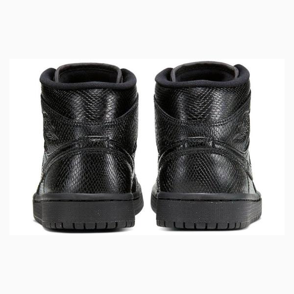 Nike Mid Cut Snakeskin Basketbol Ayakkabısı Air Jordan 1 Kadın Siyah | JD-650IF