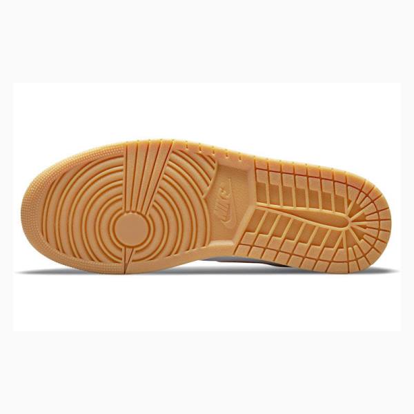 Nike Mid Cut Tan Gum Basketbol Ayakkabısı Air Jordan 1 Erkek Bej Rengi Beyaz | JD-672CJ