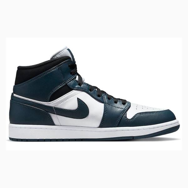 Nike Mid Cut Teal Basketbol Ayakkabısı Air Jordan 1 Erkek Beyaz Mavi | JD-961HL
