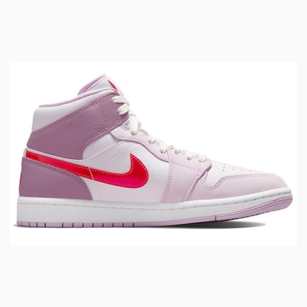 Nike Mid Cut Valentines Day Basketbol Ayakkabısı Air Jordan 1 Kadın Kırmızı Mor | JD-578TF