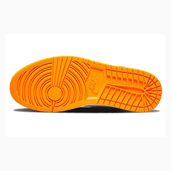Nike Mid Cut White Bright Citrus Basketbol Ayakkabısı Air Jordan 1 Erkek Mor Siyah Turuncu | JD-178FU