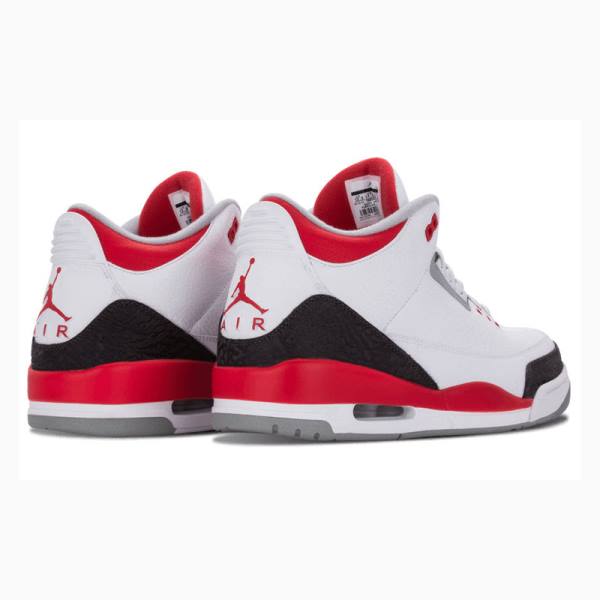 Nike Retro Fire Red Basketbol Ayakkabısı Air Jordan 3 Erkek Beyaz Siyah Kırmızı | JD-265IZ