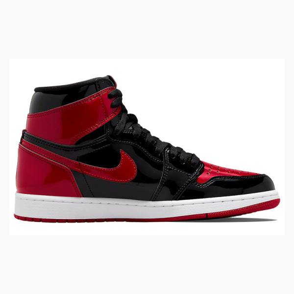 Nike Retro High OG Bred Rugan Basketbol Ayakkabısı Air Jordan 1 Erkek Kırmızı Siyah | JD-250UV