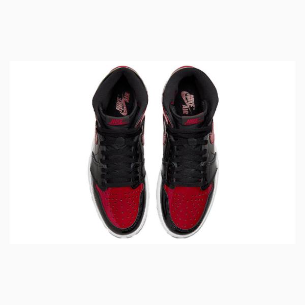 Nike Retro High OG Bred Rugan Basketbol Ayakkabısı Air Jordan 1 Erkek Kırmızı Siyah | JD-250UV