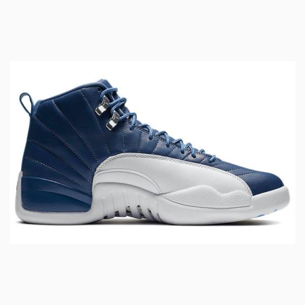 Nike Retro Indigo Basketbol Ayakkabısı Air Jordan 12 Erkek Beyaz Mavi | JD-462PW