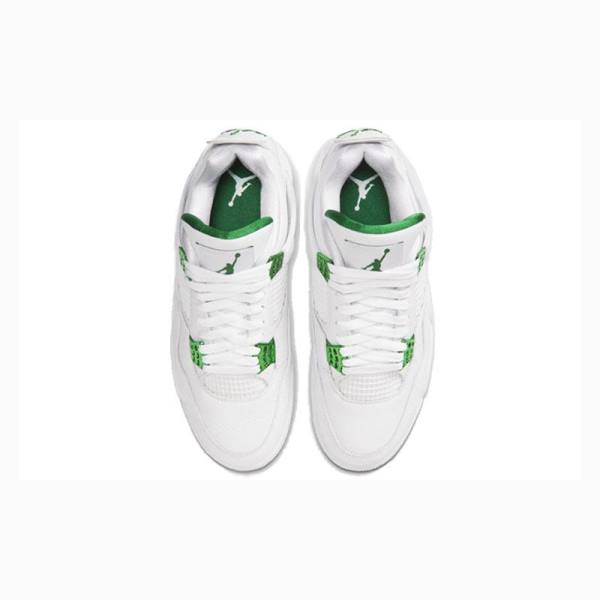 Nike Retro Metallic Pack Basketbol Ayakkabısı Air Jordan 4 Erkek Beyaz Yeşil | JD-691EA