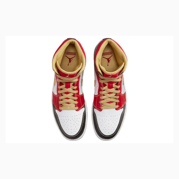 Nike XQ 2022 Basketbol Ayakkabısı Air Jordan 1 Erkek Beyaz Kırmızı Altın | JD-563PC