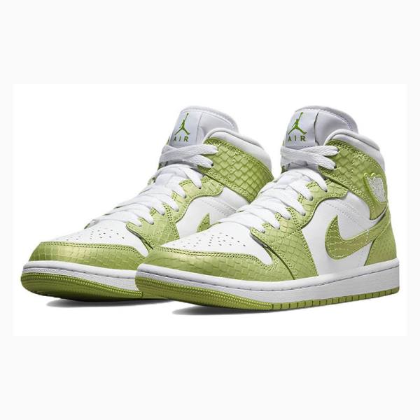 Nike wmns Mid Cut SE V2 Python Basketbol Ayakkabısı Air Jordan 1 Kadın Beyaz Yeşil | JD-908RX